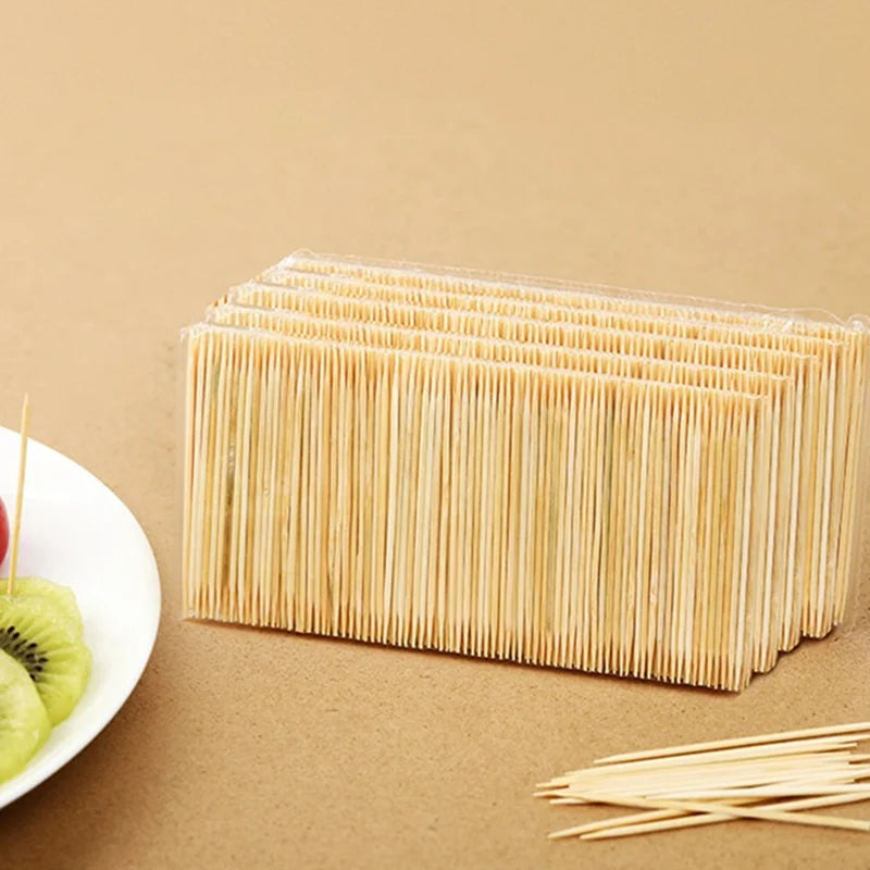 1000Pcs Disposable Double Headed Toothpicks Bamboo Material Cake Fruit Bread Dessert Toothpicks Portable Teeth Cleaning Tools