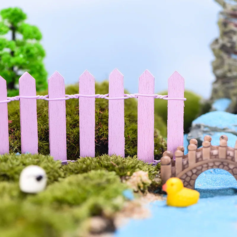 1pc Mini Fence, Garden And Bonsai Decoration Fairy Tale Garden Fence Wooden Decoration, DIY HandicraftProject Mini Picket Fence