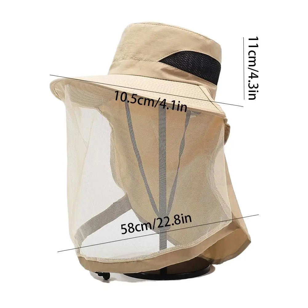 Women's Anti Bee Hat Breathable Mesh Mask Hidden Head Net And Neck Mosquito Proof Hat For Men Women Outdoor