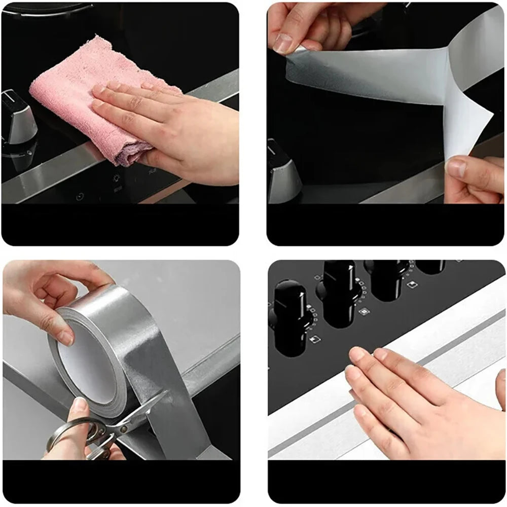 Aluminum Foil High-Temperature Tape Cooktop Self-Adhesive Greaseproof Anti-Mold Moisture-Proof Stickers For Countertops Kitchen