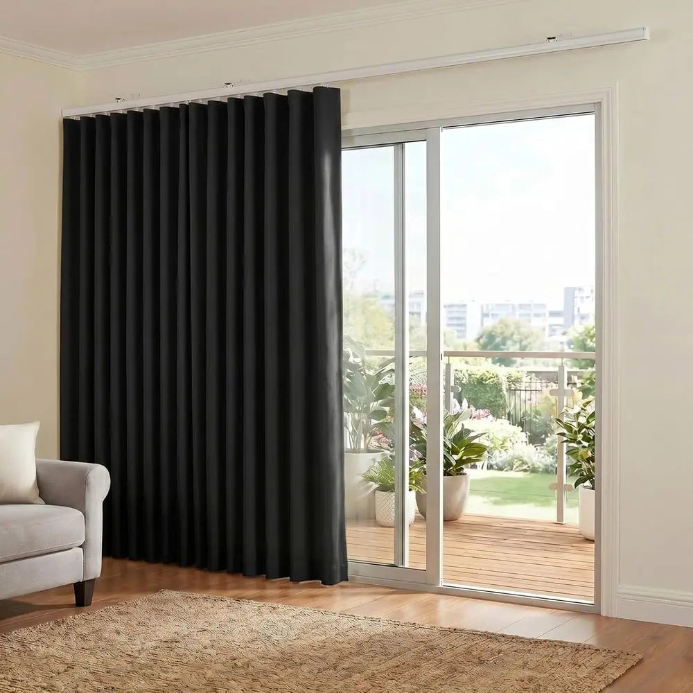 Room Divider Curtains Blackout Floor to Ceiling with Hook Wall Mount Sliding Door Curtains Ceiling Mount Extra Wide Curtain Wall