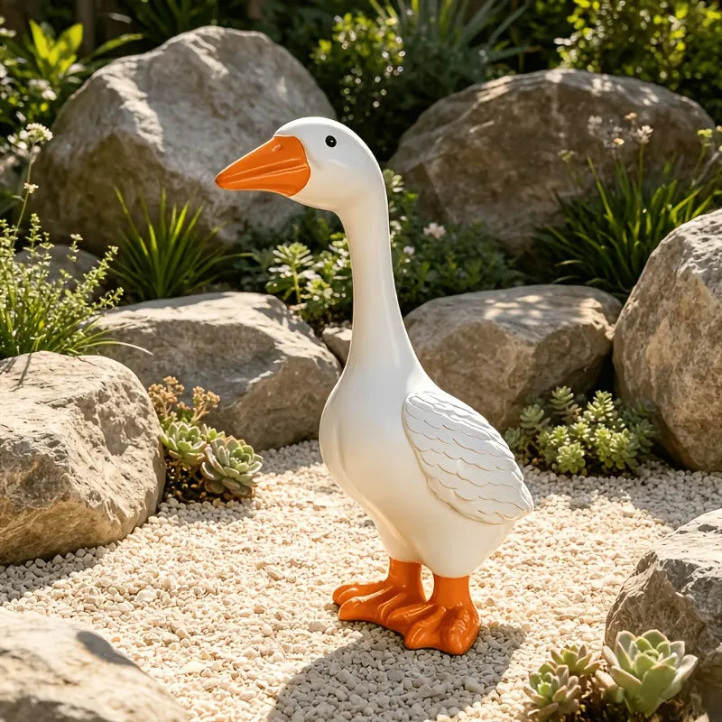Weather Resistant Resin Goose Garden Statue, Outdoor Porch Goose Figurine for Patio, Lawn, Yard, Farmhouse & Garden Decor