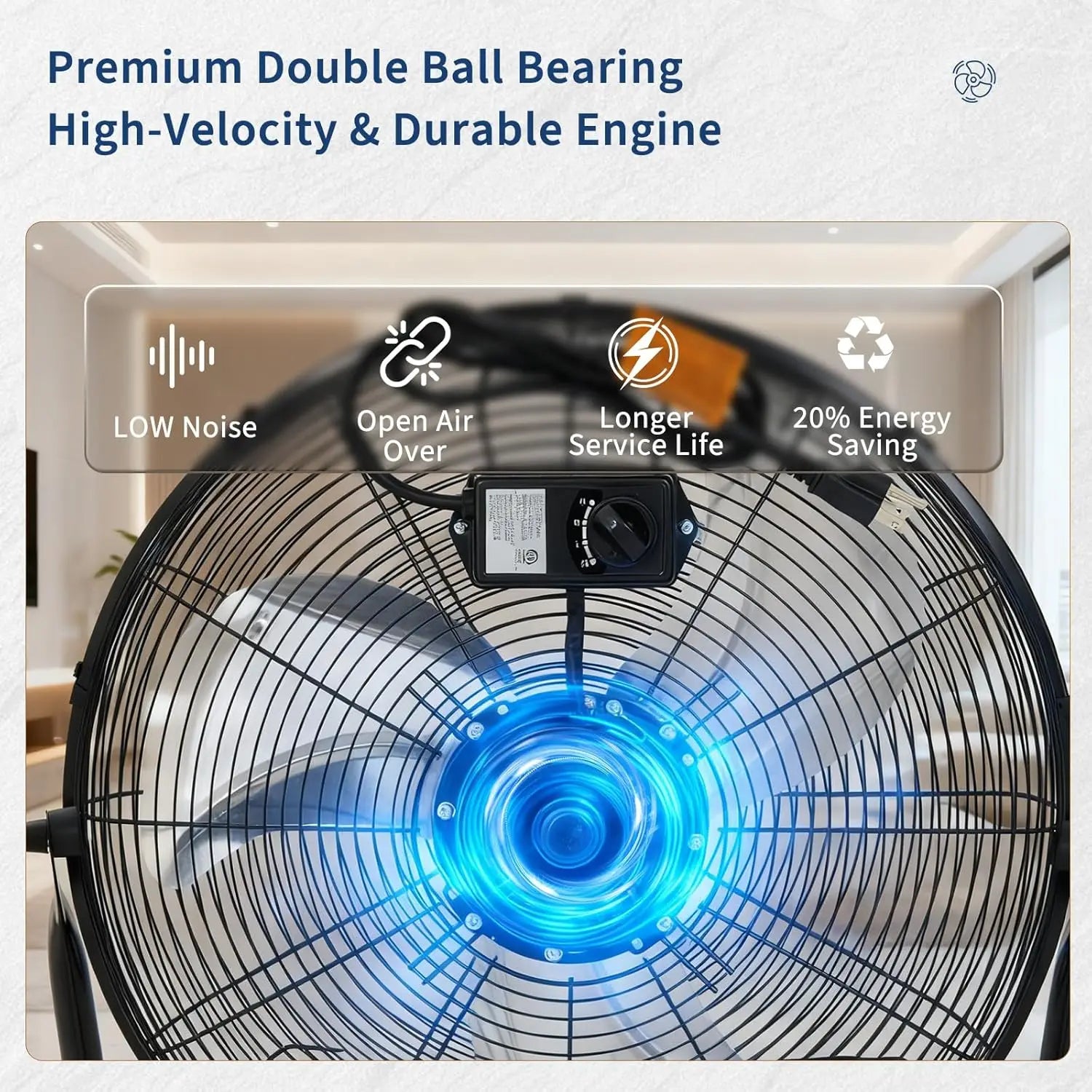 12/20 Inch Floor Fan, 3 Speeds 4800 CFM High Velocity Heavy Duty Industrial Fan, 360° Adjustable Tilt,Cooling for Industrial Home