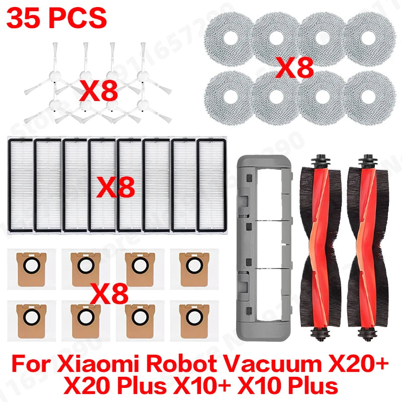 For Xiaomi Robot Vacuum X20 Plus/ X20+/X10+ / X10 Plus Spare Parts Accessories Main Side Brush Mop Cloth Dust Bag Filter