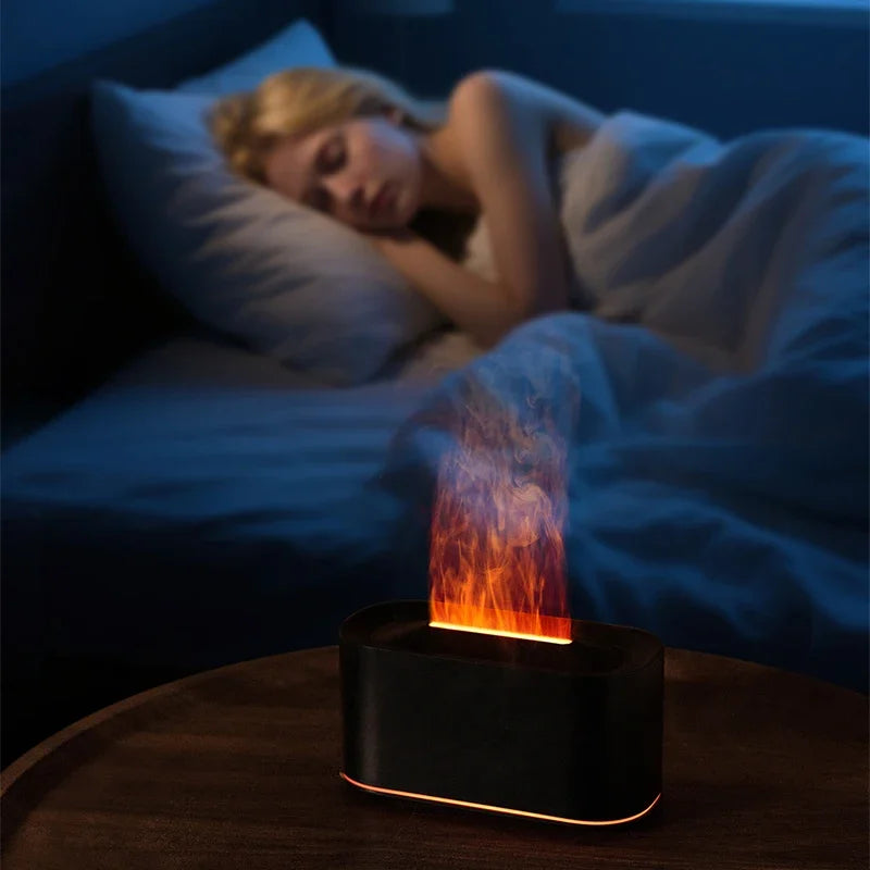 Flame Aromatherapy Machine Colorful Light Atomization Delicate Desktop Atmosphere Light Suitable for Office Bedroom Living Room