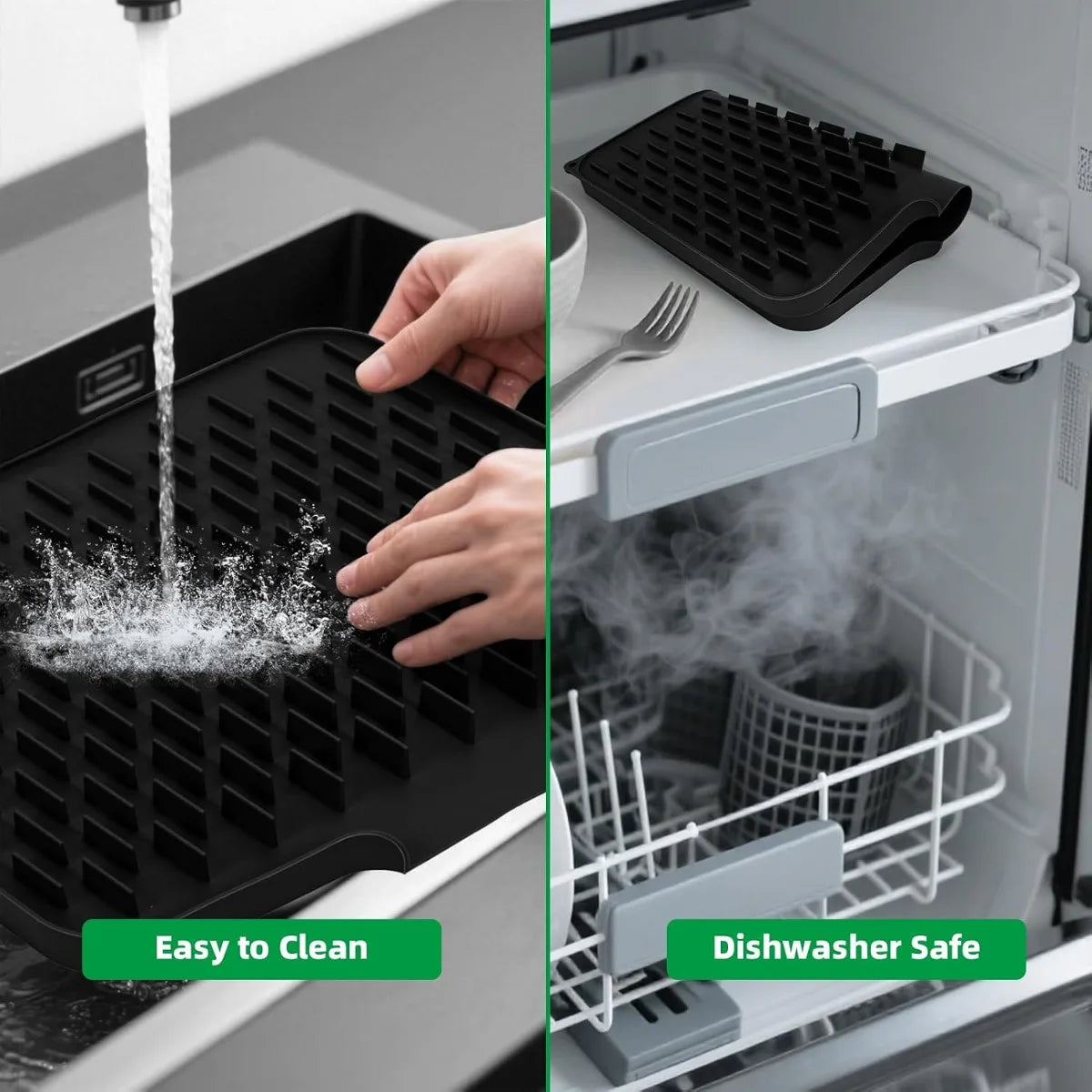 Silicone Kitchen Drain Mat with Built in Drainage Easy Clean for Countertops Sinks Refrigerators Home Accessory Tool
