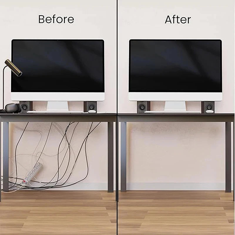 Self-Adhesive Under Desk Cable Raceway – 40cm/15.75in PVC Cord Organizer Strip, Hide Wires for Office and Home
