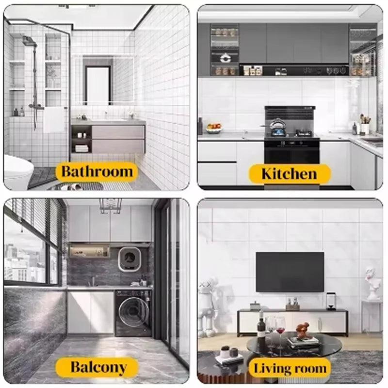 1 Roll Marble Thick Foam Bedroom Wallpaper Imitation Ceramic Tile Self-Adhesive Wallpaper Kitchen Anti Oil Stain Wall Sticker