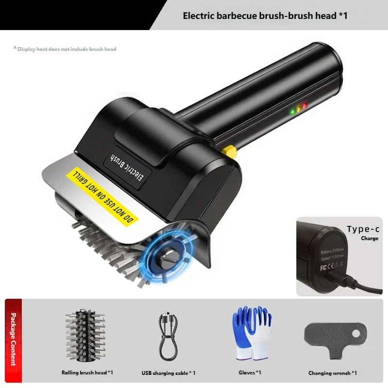 Electric Grill Brush Outdoor BBQ Handheld Grease Rack Tool Brush Stainless Steel Cleaner for Rust and Dirt Removal