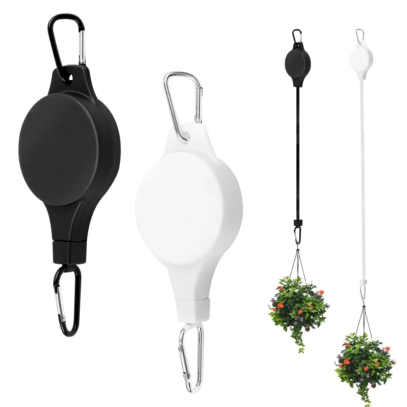 Retractable Plant Pulley Adjustable Hanging Flower Basket Hooks for Hanging Plants Heavy Duty, Indoor Outdoor Plant Hanger