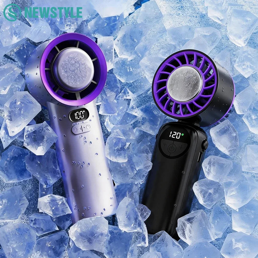New Handheld Portable Cooling Fan 120 Speeds Adjustable Refrigeration Quite Mini Turbo Fan Type-C High Speed Cold Compress Fan