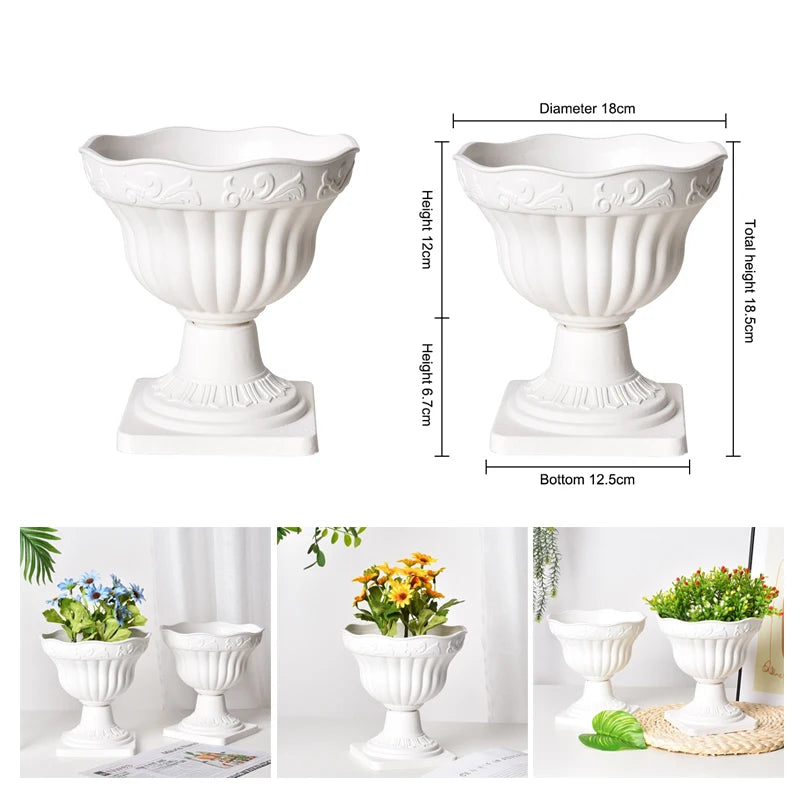 1pcs Large Outdoor Planter Roman Column Flower Pot Planting Pots Balcony Household White Plastic Porch Decor Flowerpot