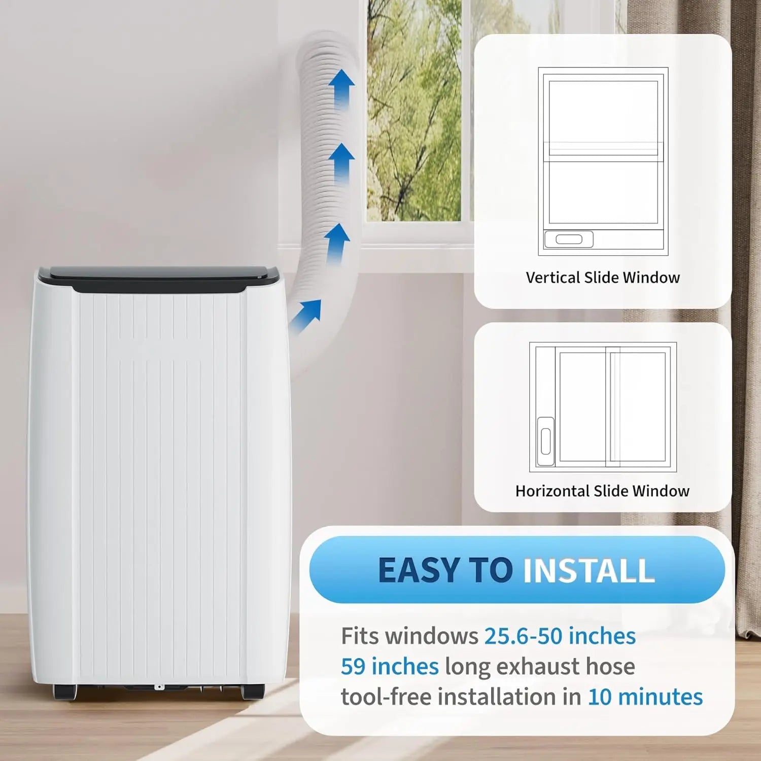 12000/14000 BTU Portable Air Conditioner, 3-in-1 AC Unit with Dehumidifier & Fan, Powerful Cooling for Large Rooms Up to 550/700 Sq.Ft, Remote Control, White