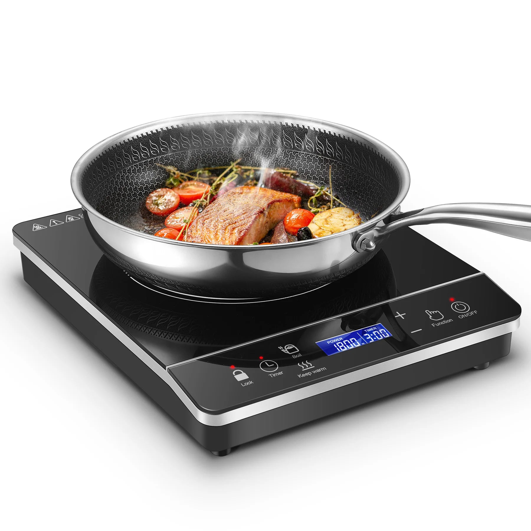Portable Induction Cooktop 1800W, 20 Modes, 3H Timer, Touch Control, Child Lock, Auto Shut-off, ETL Certified