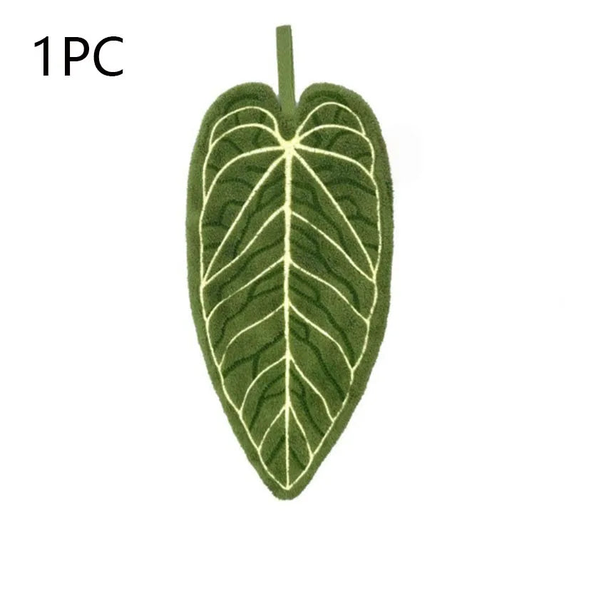 Ultra-Absorbent Plant Towels Quick-Dry Hand Towel Bathroom Kitchen Towel Tropical Leaf Design Hand/Thumb Towel with Hanging Loop