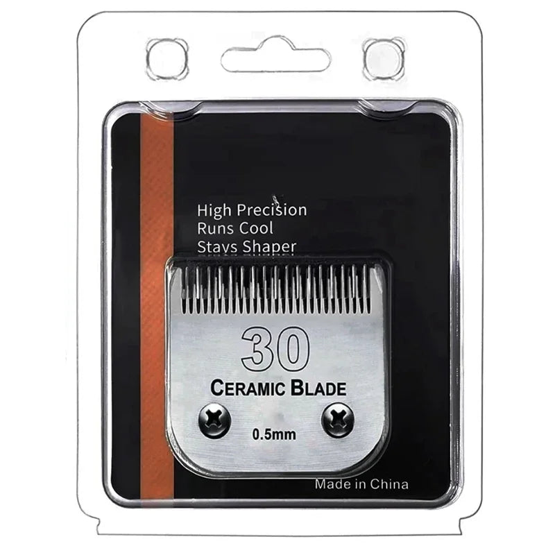 #30 Ceramic Detachable Pet Clipper Replacement Blade Compatible With Most Andis, Oster A5, Wahl KM Dog & Animal Clippers, 0.5mm