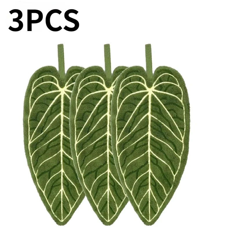 Ultra-Absorbent Plant Towels Quick-Dry Hand Towel Bathroom Kitchen Towel Tropical Leaf Design Hand/Thumb Towel with Hanging Loop