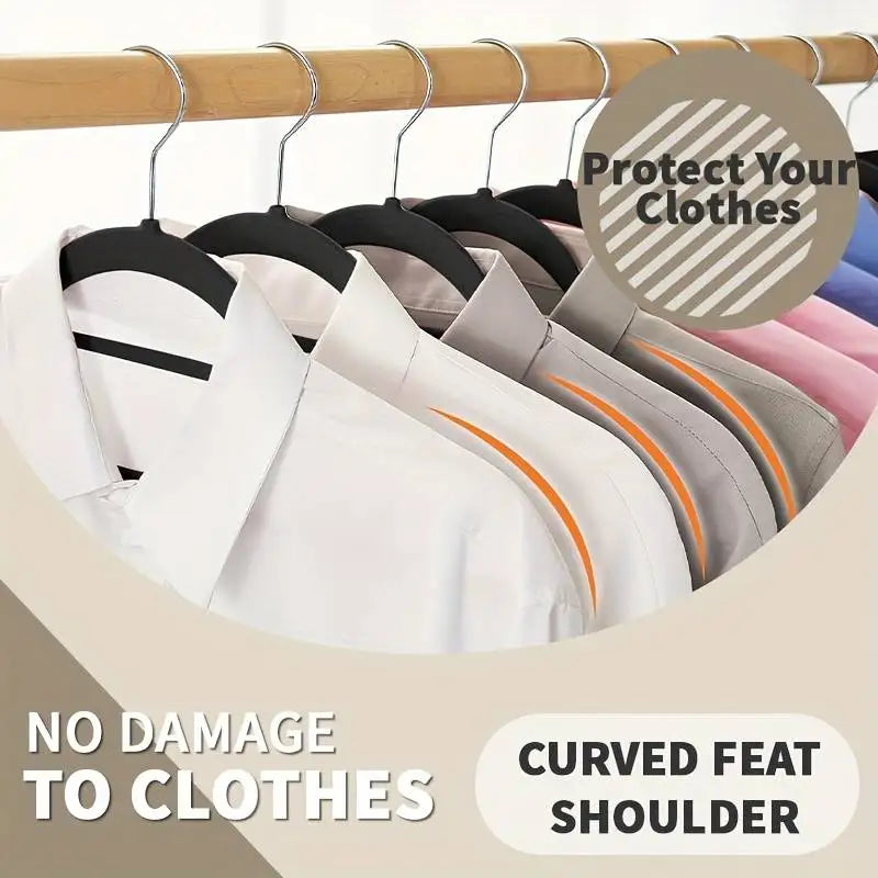 10/20/50/100 Pack High-Grade Flocked Velvet Clothing Hangers, Anti-Skid Felt Apparel Hangers Featuring 360-Degree Rotatable Hooks, Weight-Bearing Durable Jacket Hangers, Thin Space-Saving Closet Organizer Hangers
