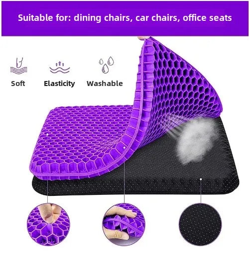 Honeycomb Gel Seat Cushion Breathable Cooling for Office Car Travel Ergonomic Support with Premium Gel Material & Non-Slip Base