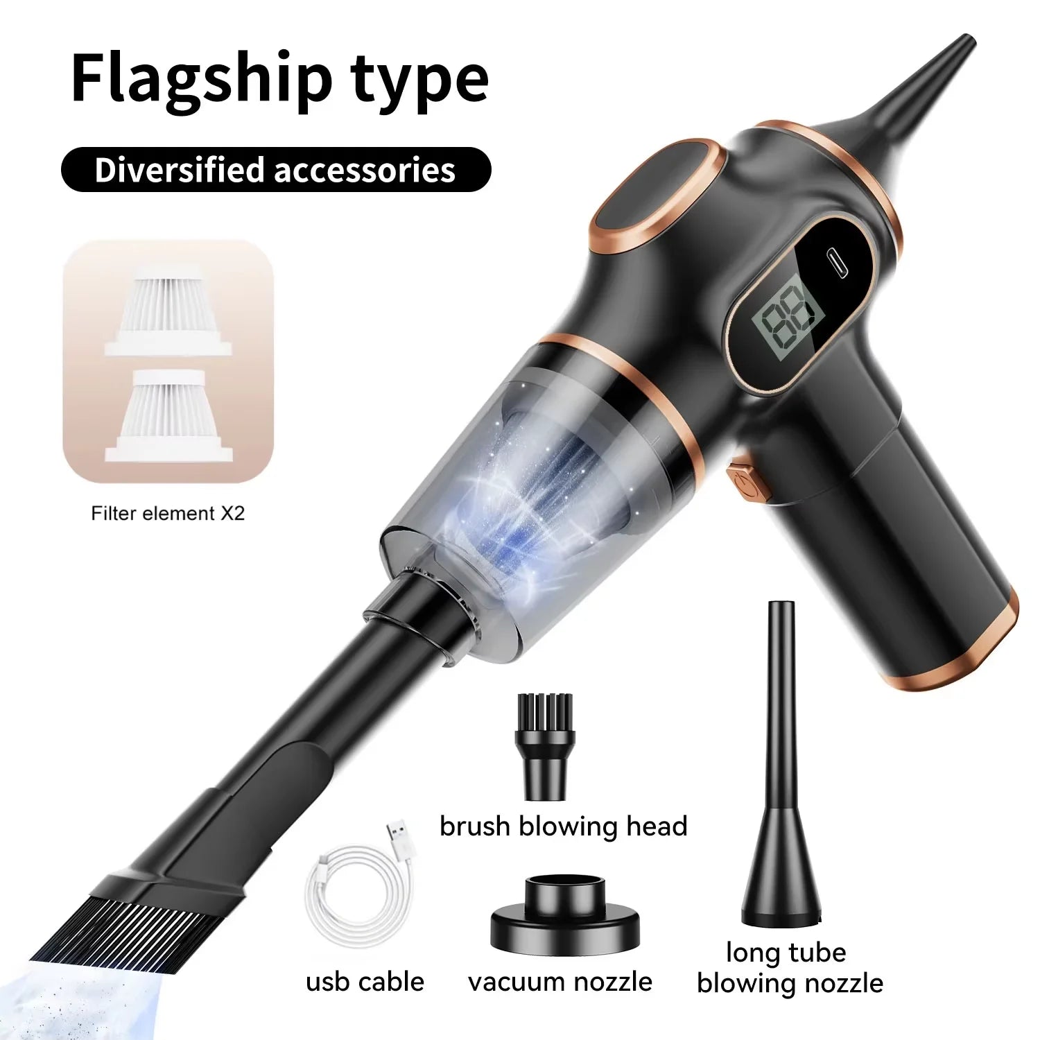 TINSOL Wireless Vacuum Cleaner Dual Use for Home and Car High Power Home Appliance With Display Screen Carpet Sofa Car Cleaner