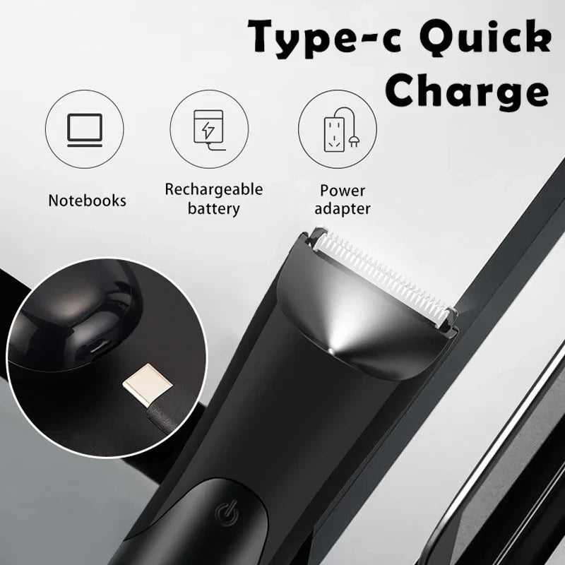 Men'S Groin Body Hair Trimmer, Electric Ball Trimmer, Includes 2 Guard Attachments, Ceramic Blade Head, Wet And Dry Shaver