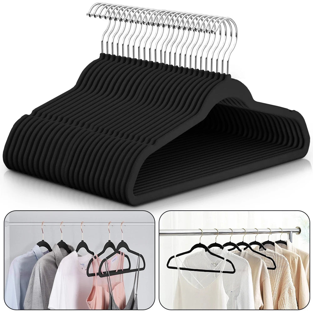 🇺🇸 USA Local Fast Shipping Lux Decor Velvet Hangers 50/100 Pack, Heavy Duty Non-Slip with 360° Swivel Hook for Clothes Coats