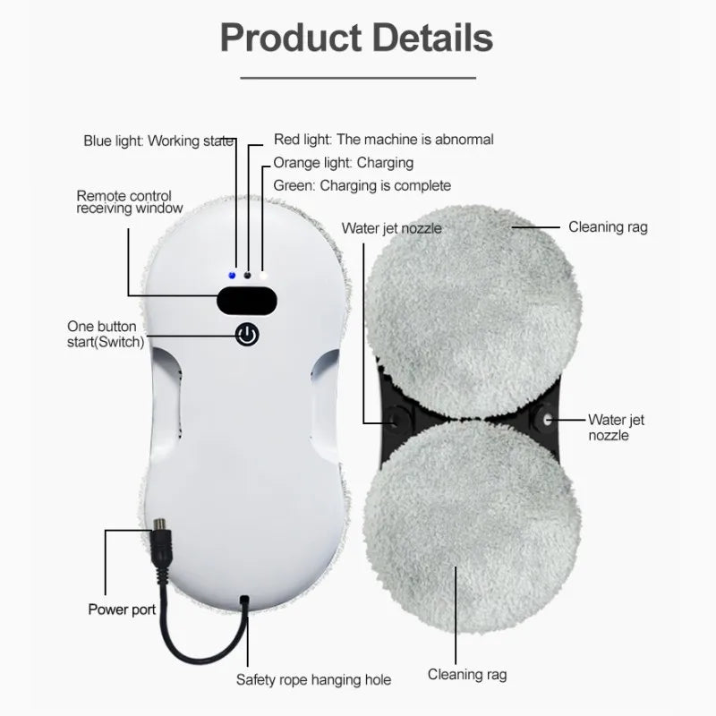 DIVEDEER Dual-Surface Glass Mist Spray Automatic Window Cleaning Robot Remote-Controlled Electric Smart Window Cleaner