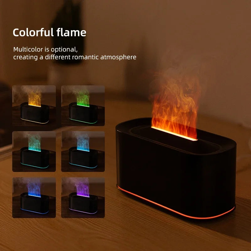 Flame Aromatherapy Machine Colorful Light Atomization Delicate Desktop Atmosphere Light Suitable for Office Bedroom Living Room