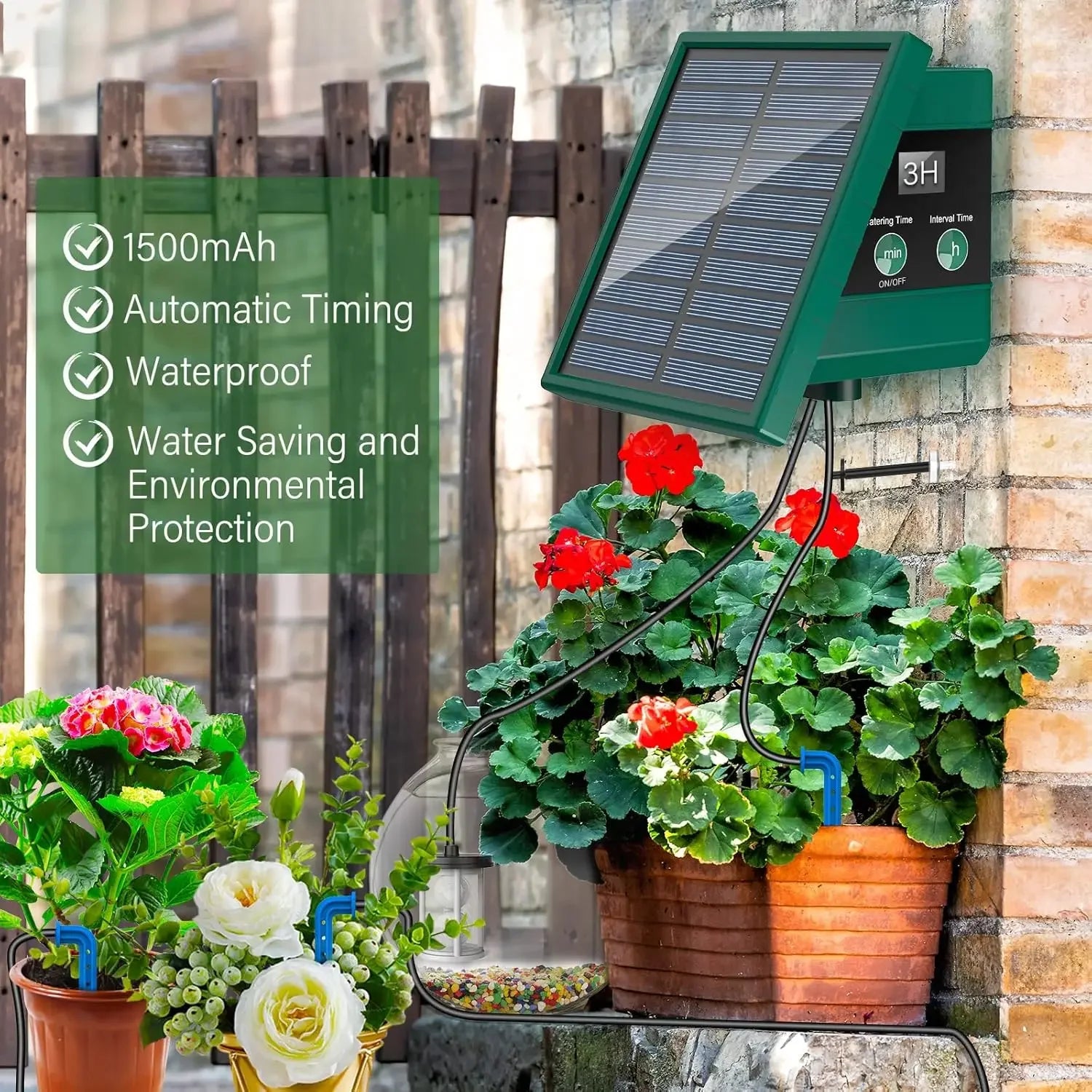 DIY solar drip irrigation kit, garden drip irrigation system, suitable for outdoor balcony garden automatic watering system