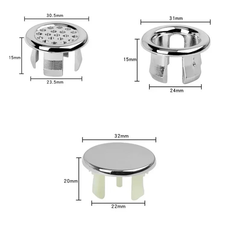 Kitchen Bathroom Basin Circular Overflow Drain Cover Decoration Bathtub Sink Hole Overflow Hollow Washbasin Overflow