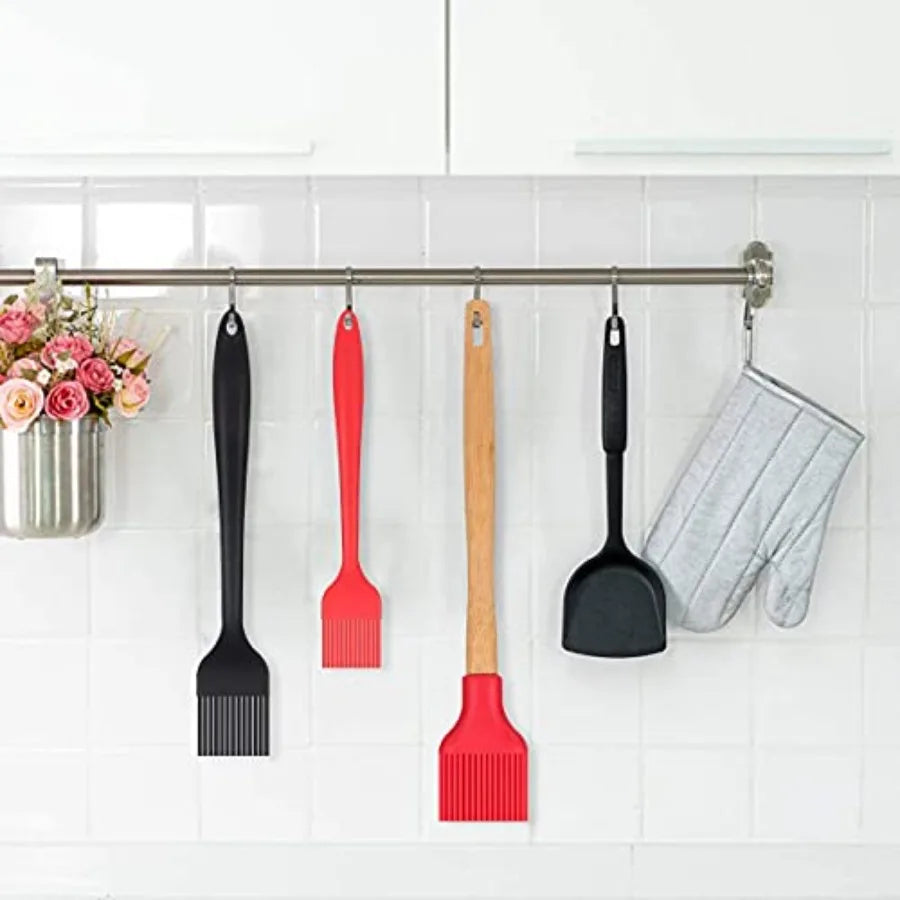 Silicone Pastry Basting Brush - 2Pcs 10 + 8 in Heat Resistant Brush for Baking Cooking Food BPA Free Kitchen Brush for Sauce Bu