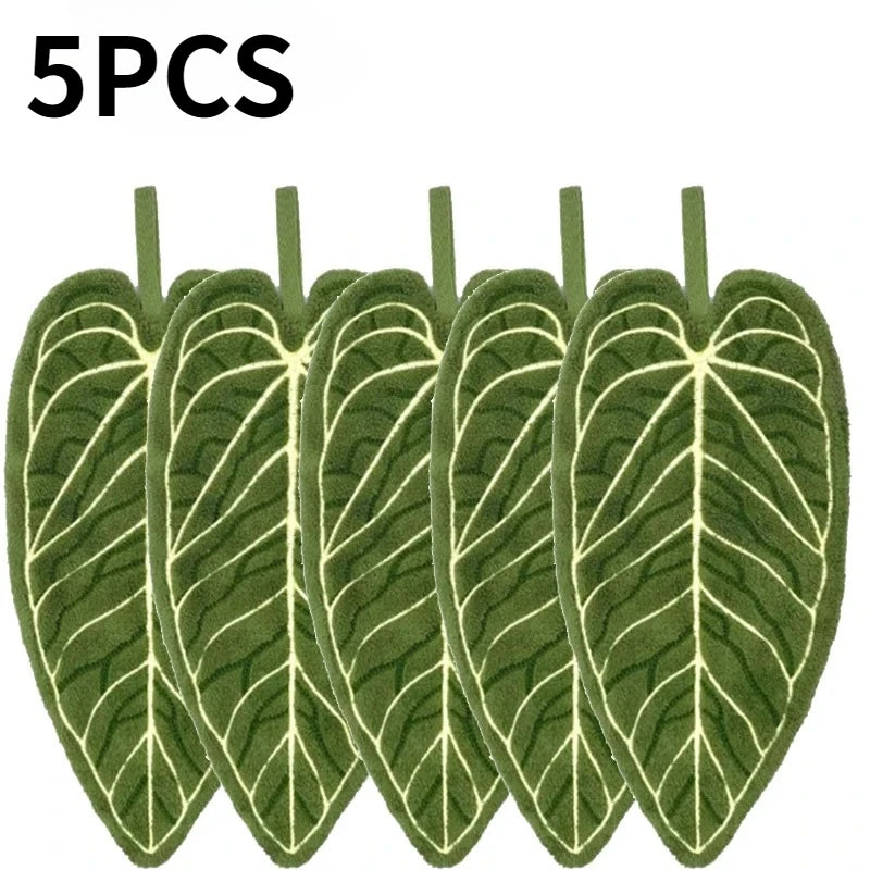 Ultra-Absorbent Plant Towels Quick-Dry Hand Towel Bathroom Kitchen Towel Tropical Leaf Design Hand/Thumb Towel with Hanging Loop