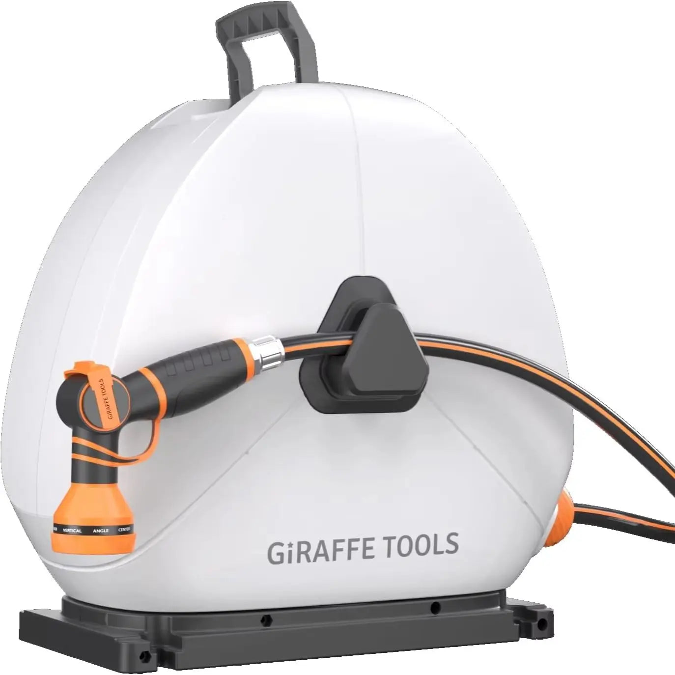 Giraffe Tools Retractable Heavy Duty Hose Reel, 1/2" x 100FT Automatic Rewind Garden Hose Reel with 360° Swivel Base, Ground Mounted for Lawn, Patio, Concrete Floor & Yard Watering