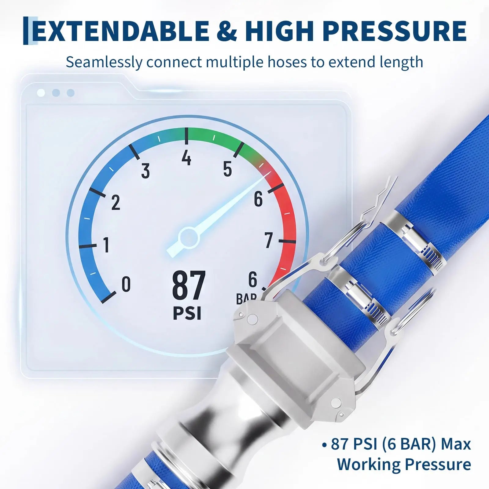 Heavy Duty Pool Backwash Hose with Aluminum Camlock Fittings or Not – Lay Flat PVC Water Discharge Pipe – Quick Connect – Kink-Resistant – 87 PSI – For Swimming Pools & Irrigation