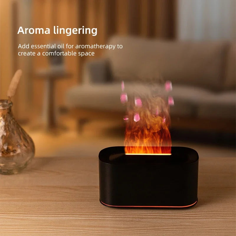 Flame Aromatherapy Machine Colorful Light Atomization Delicate Desktop Atmosphere Light Suitable for Office Bedroom Living Room