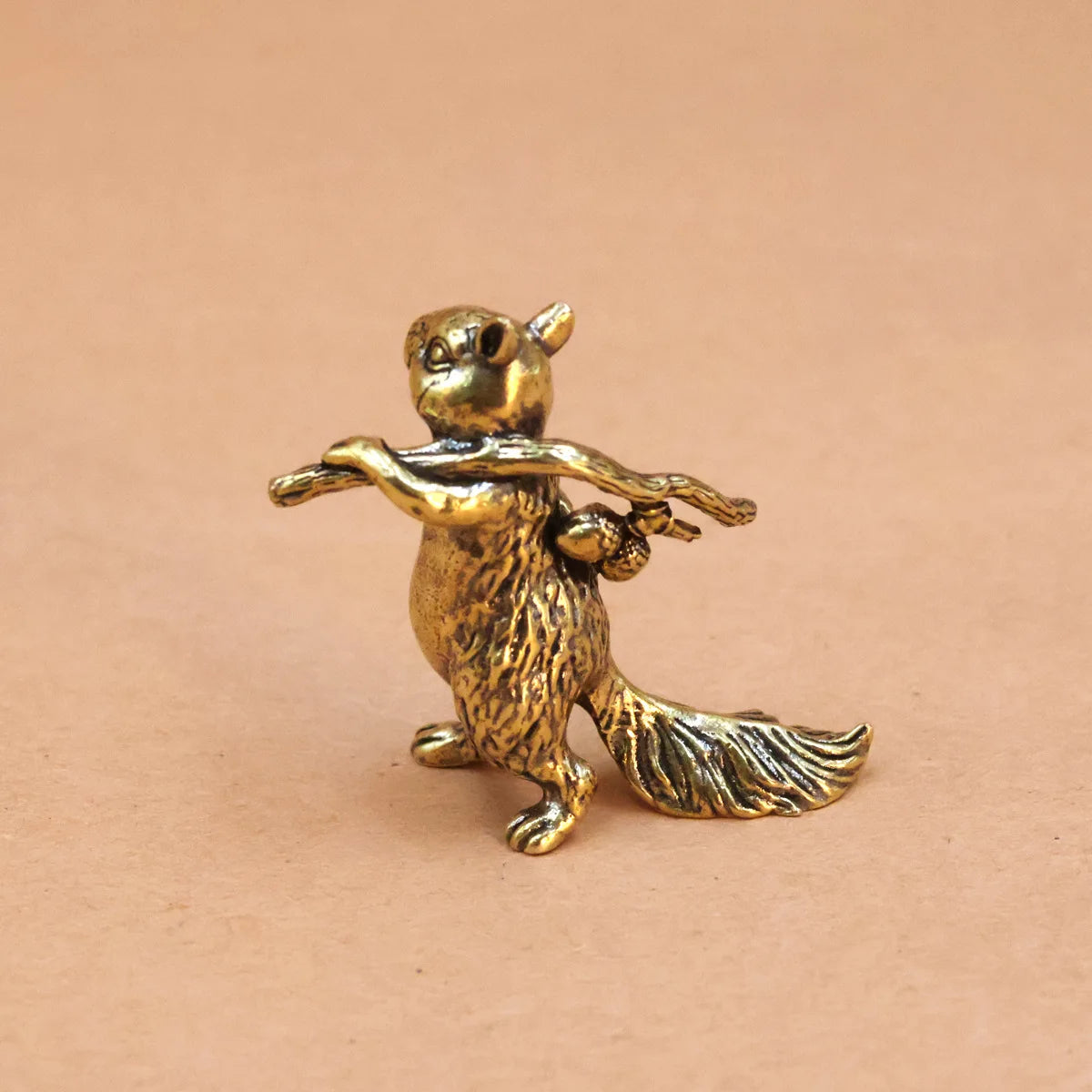 Solid Brass Office Desk Decoration Ornament Anti-Squirrel Bronze Tea Pet Craft Gift Handheld Piece