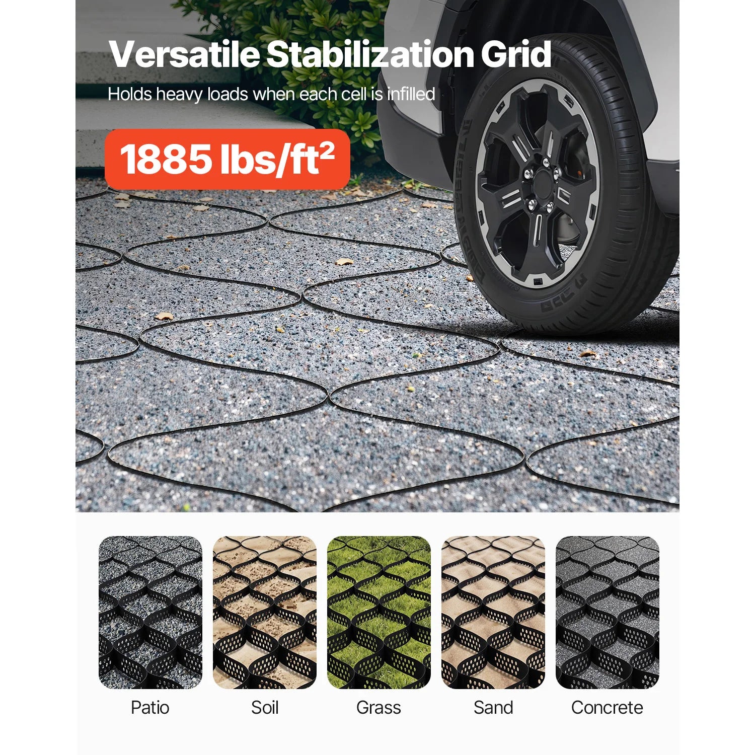 SucceBuy Gravel Grid 2Inch Depth 16.4x6.5FT/5000x1980mm 1880 LBS Per Sq ft Permeable Geo Grids Driveway Stabilization for Patio