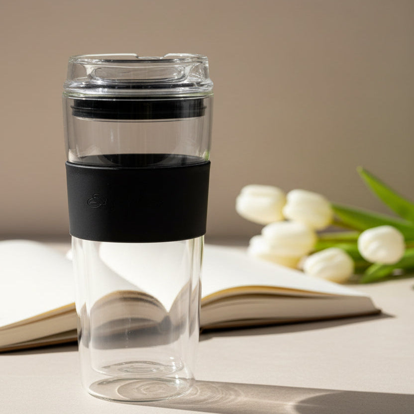 SipLux® Glass Travel Cup with Lid