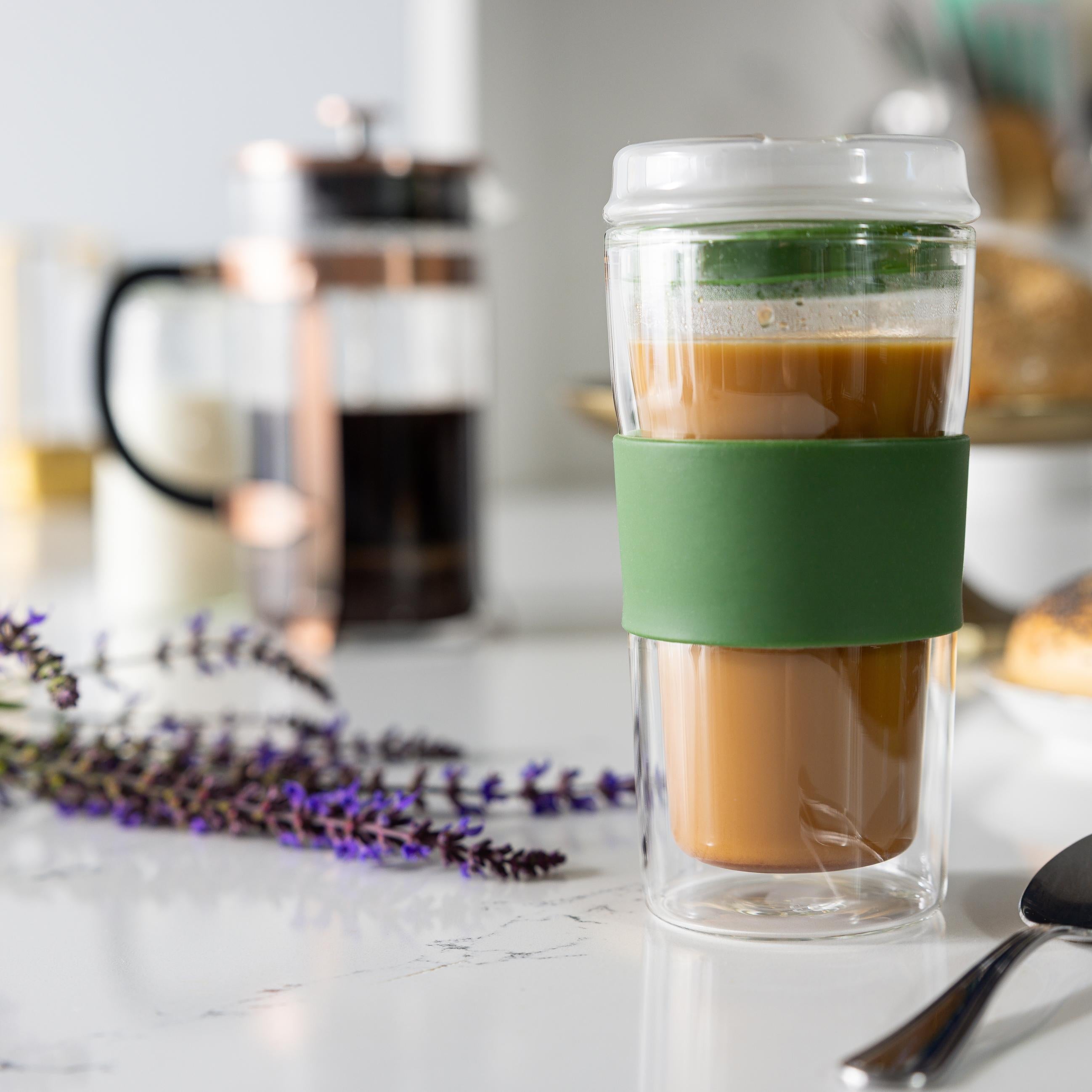 SipLux® Glass Travel Cup with Lid