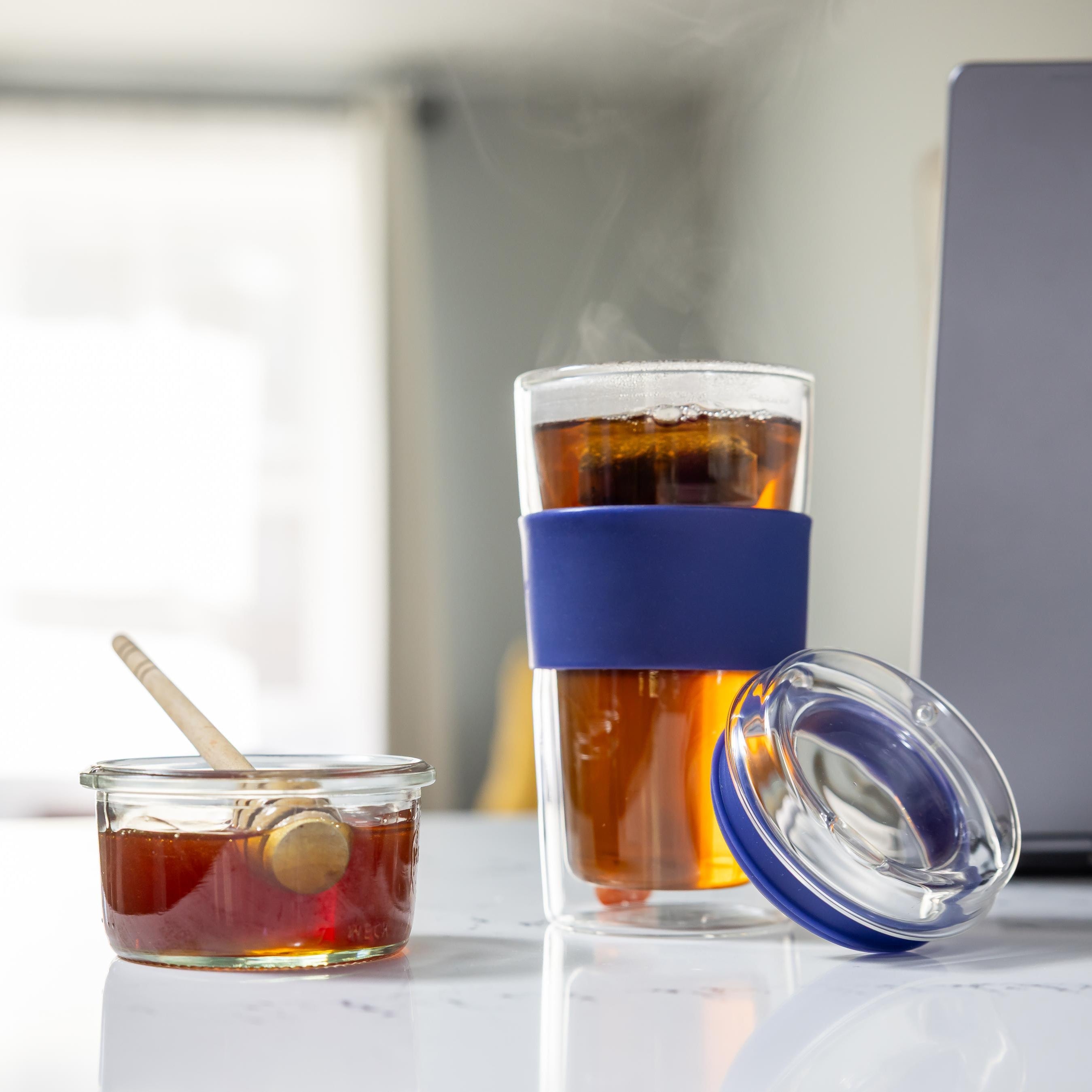 SipLux® Glass Travel Cup with Lid