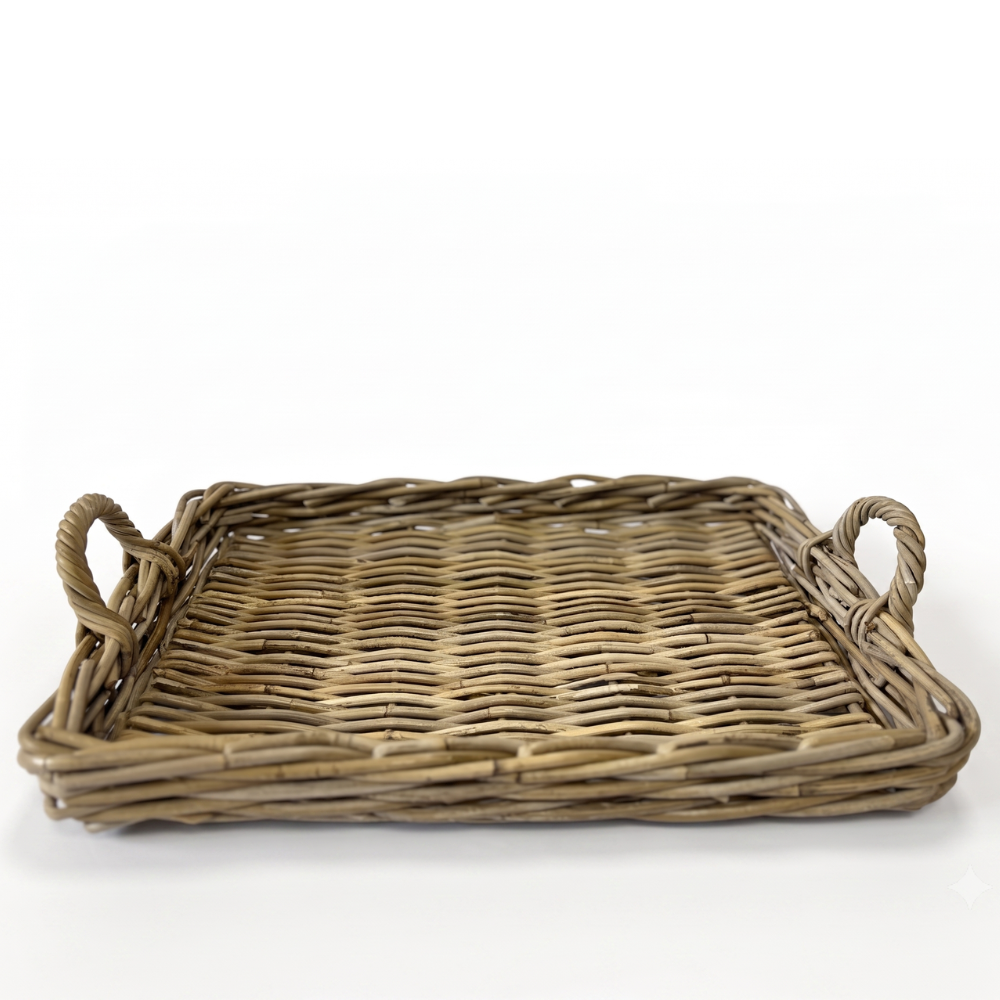Cole Farmhouse Rattan Serving Tray