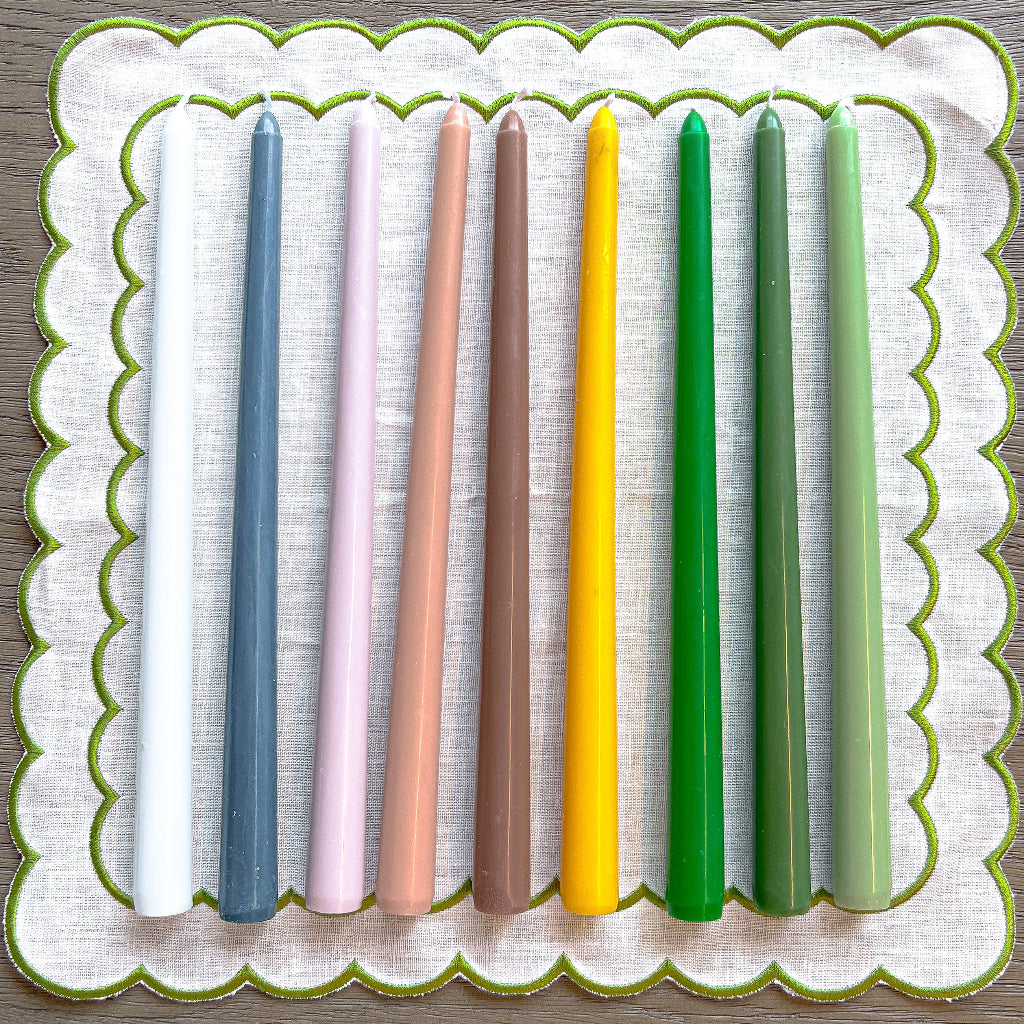 Extra Tall Mustard Taper Candle, 1 Case of 48 Packs (4 Candles per Pack)