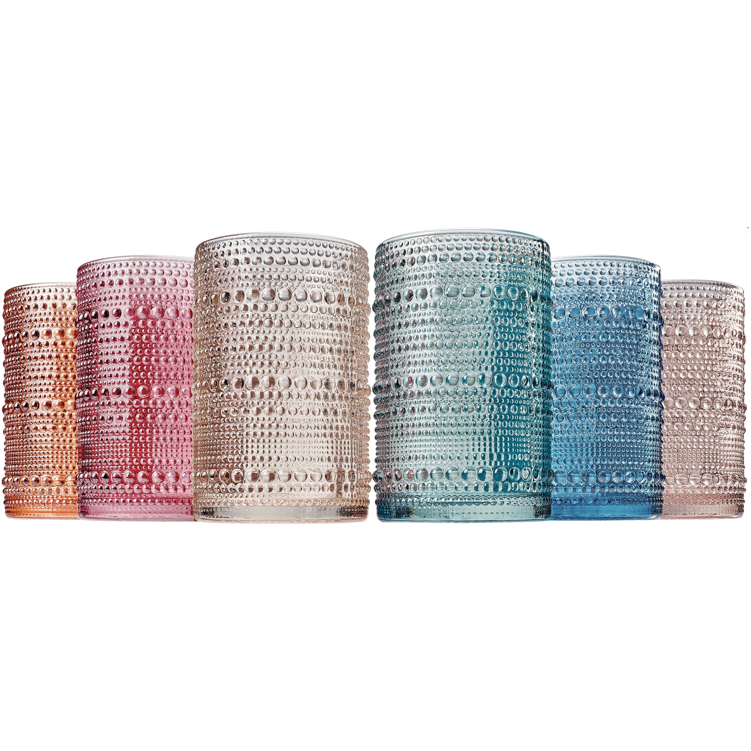 Tonal Hobnail Highball Glassware, Spring, Set of 6