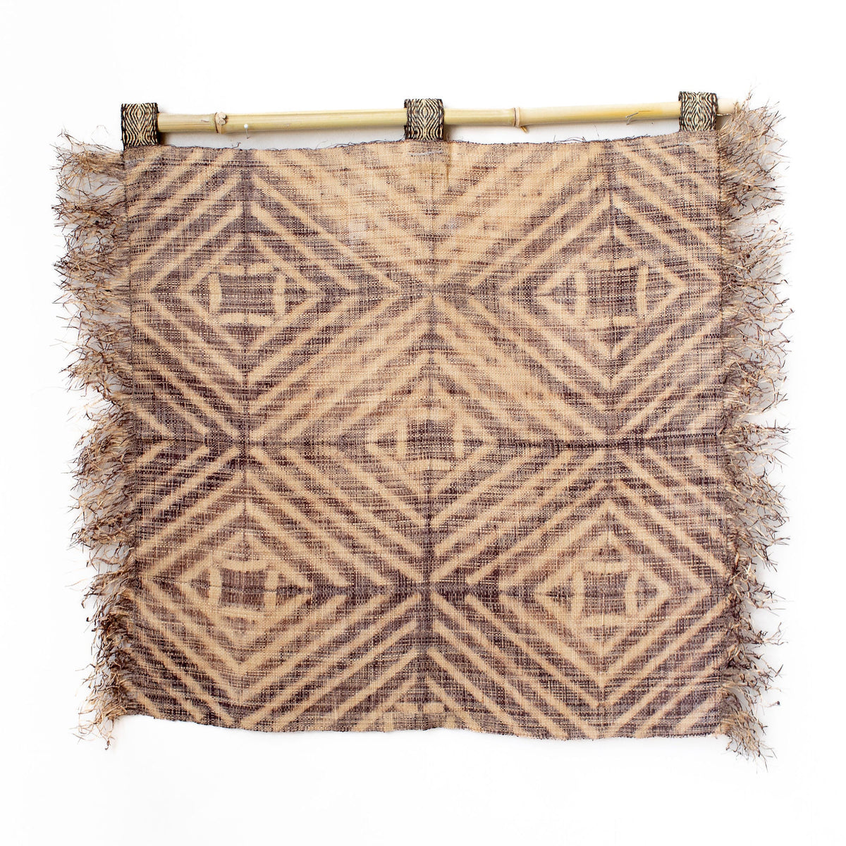 Raffia Wall Hanging - Shibori Diamond Pattern - Lavender Grey ...