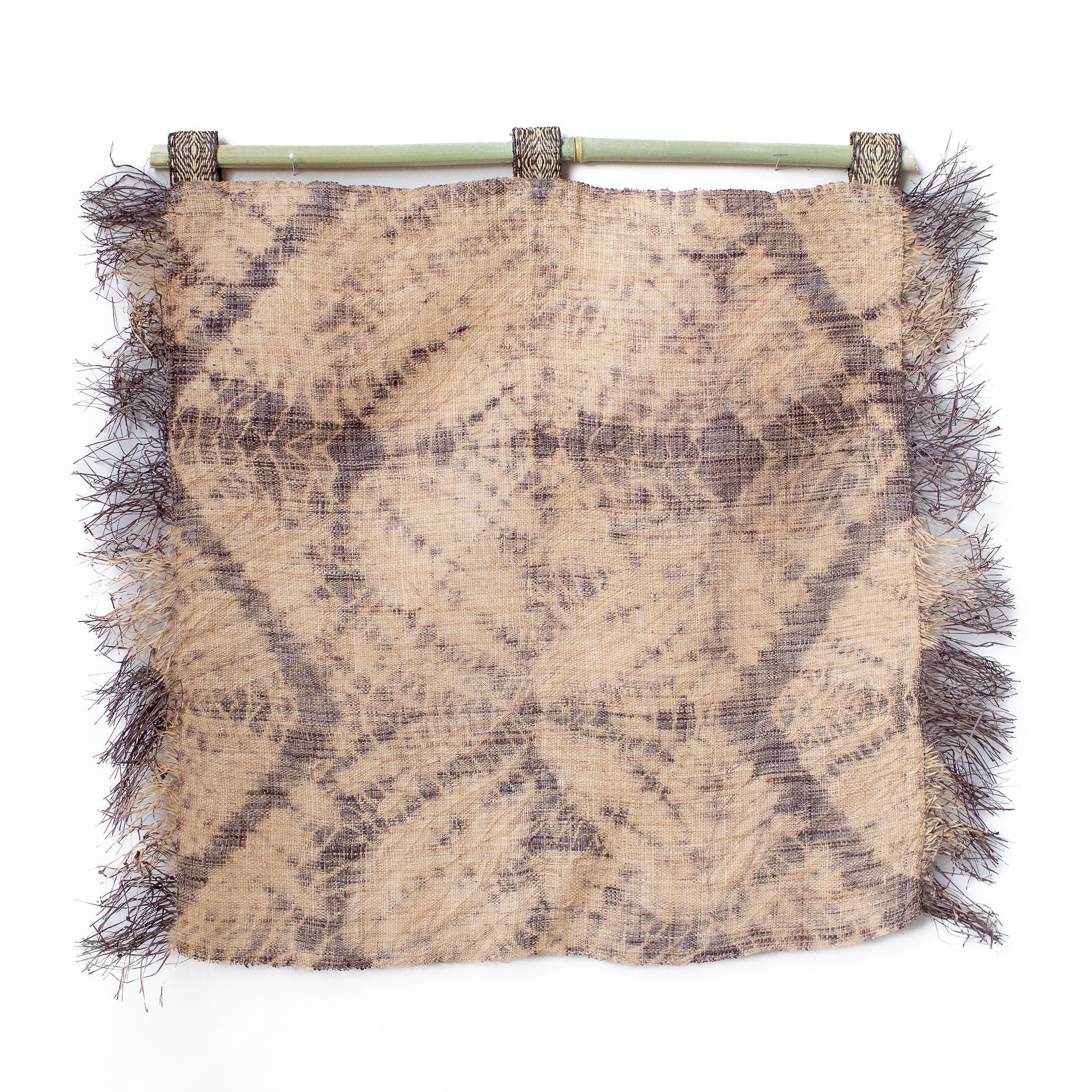 Raffia Wall Hanging - Shibori Spider Web Pattern - Lavender Grey