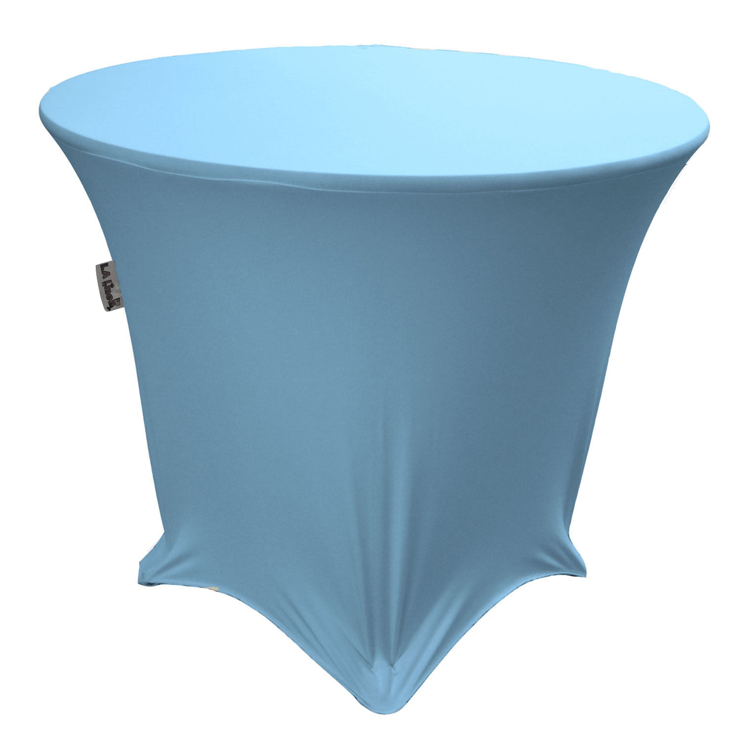 La Linen Round Spandex Tablecloth, 48-Inch Round 30-Inch High, Blue Light