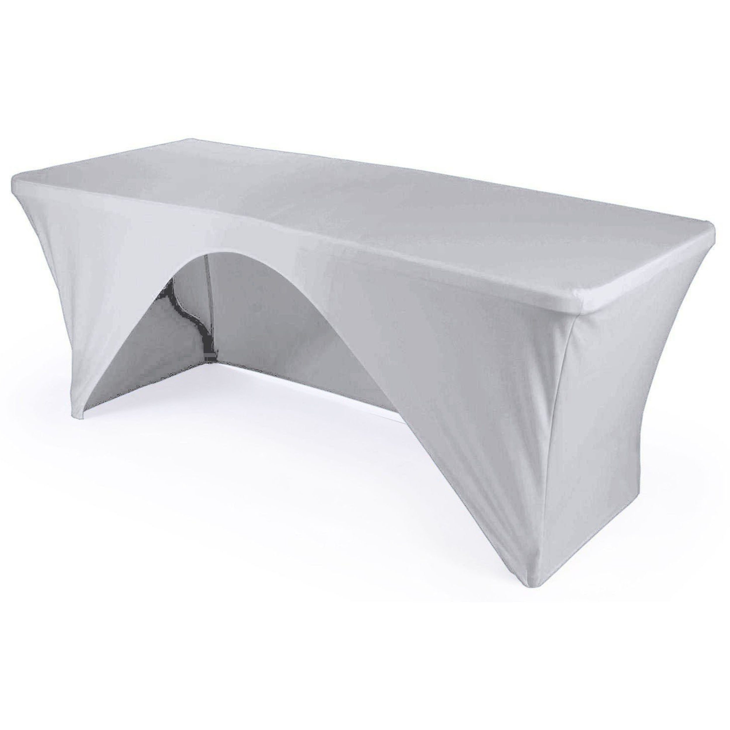 La Linen Rectangular Open Back Spandex Tablecloth, 96 By 30 By 30-Inch, White