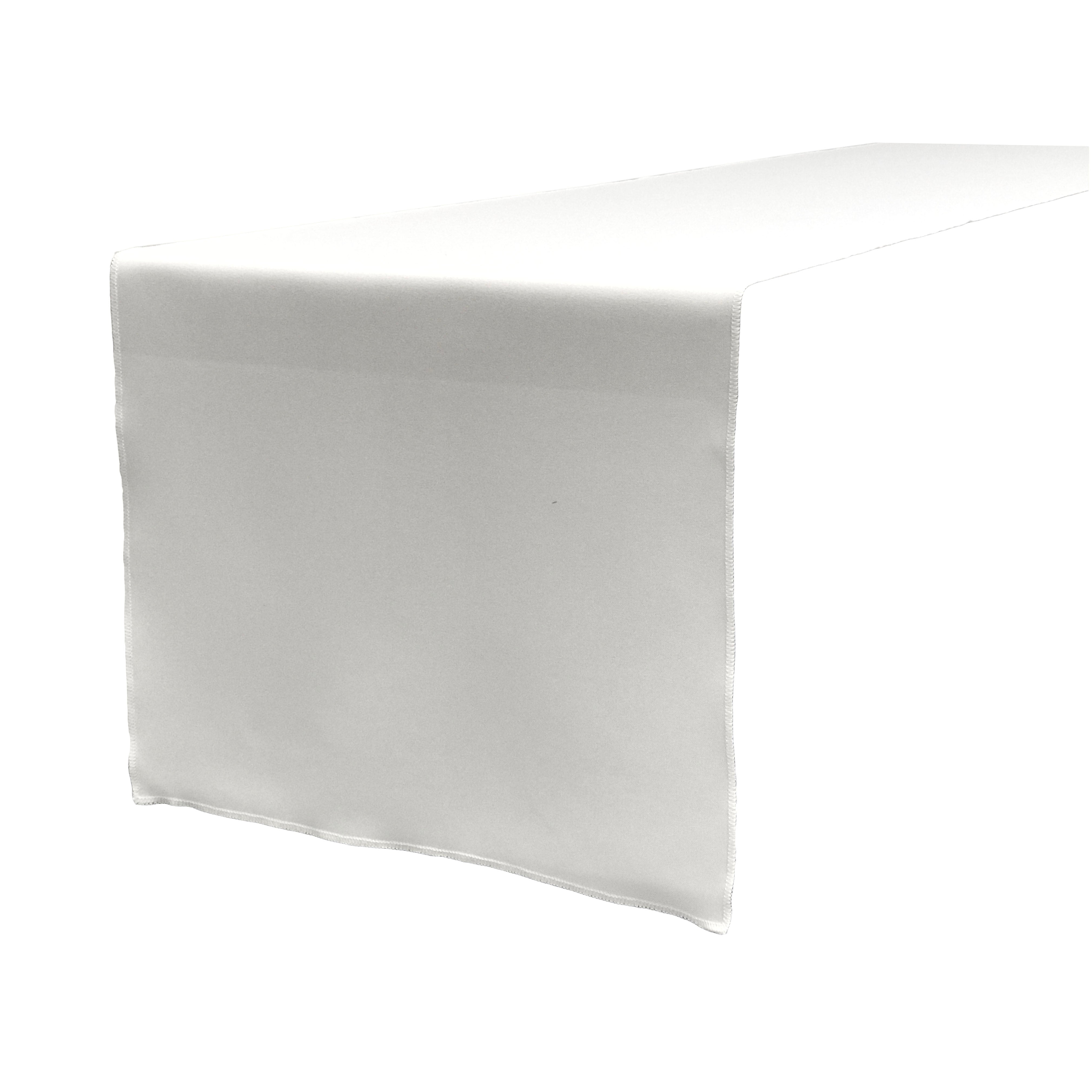 La Linen Polyester Poplin Table Runner 14  By 108-Inch, White
