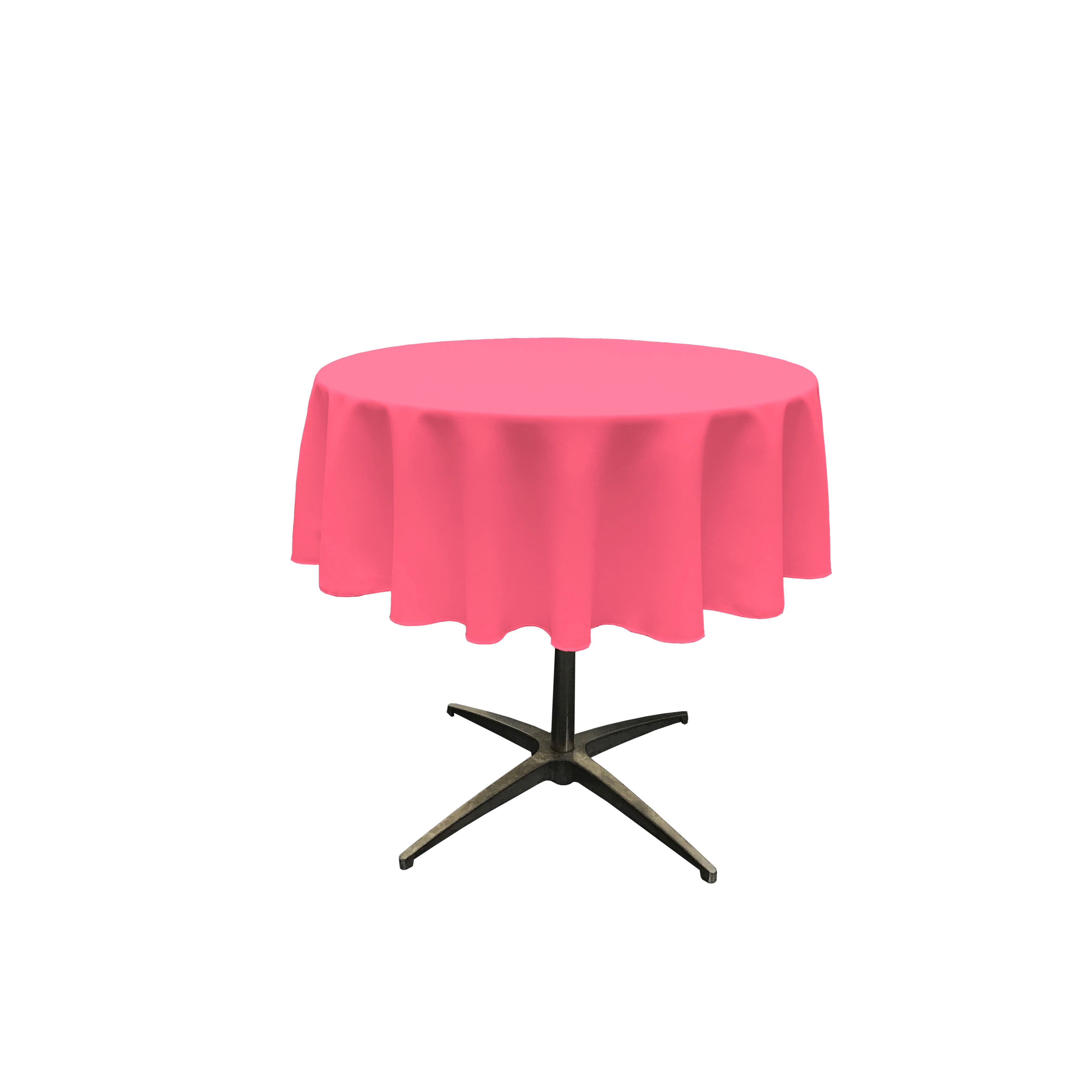 La Linen Polyester Poplin Tablecloth 51-Inches Round, Hot Pink