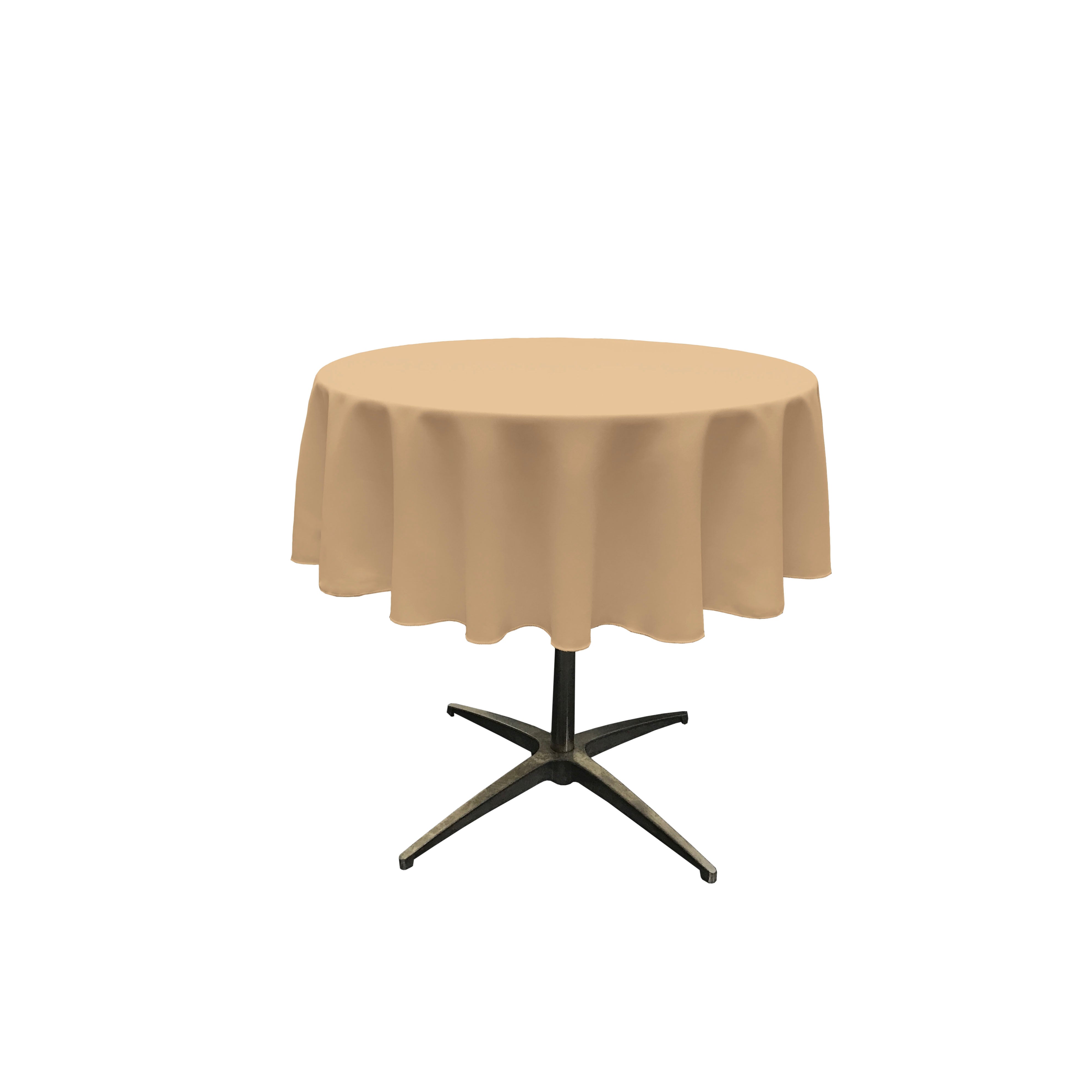 La Linen Polyester Poplin Tablecloth 51-Inches Round, Khaki
